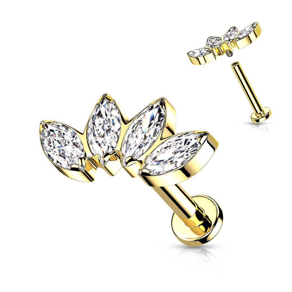 Titan Labret Marquise Schliff 4 Zirkonia Innengewinde - Image 3
