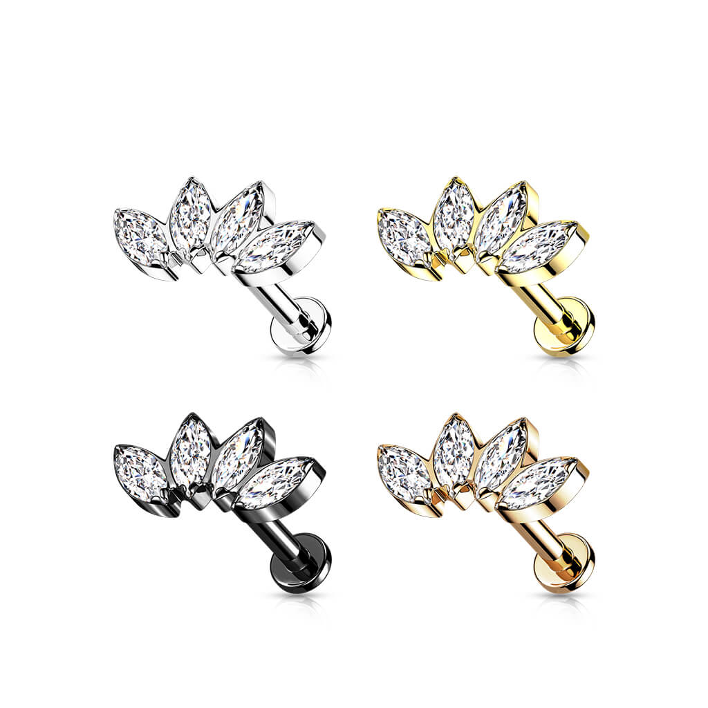 Titan Labret Marquise Schliff 4 Zirkonia Innengewinde - Image 4