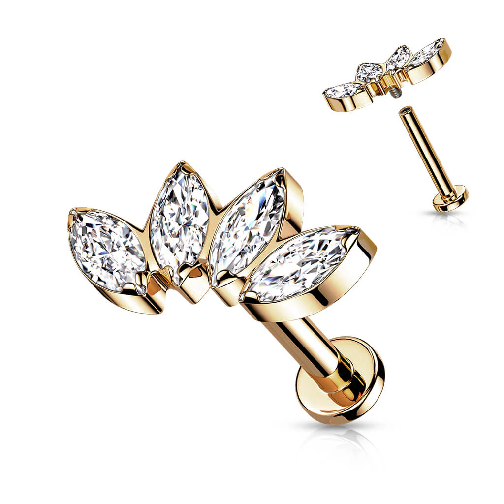 Titan Labret Marquise Schliff 4 Zirkonia Innengewinde - Image 7