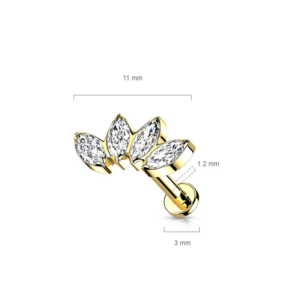 Titan Labret Marquise Schliff 4 Zirkonia Innengewinde - Image 8