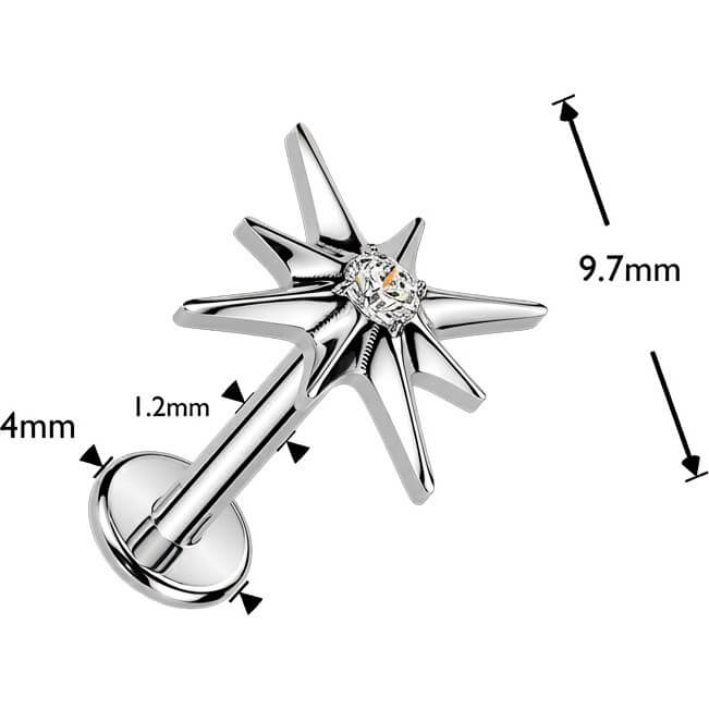 Titan Labret Starburst mit Zirkonia Mitte Innengewinde - Image 4