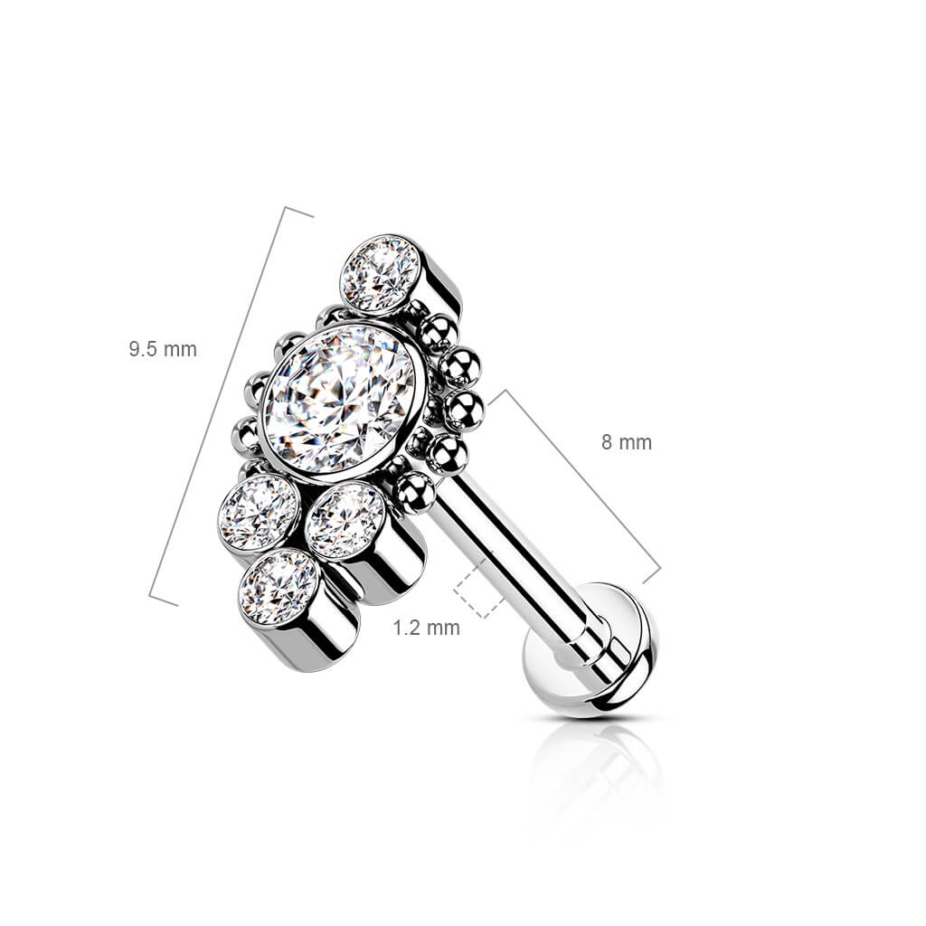 Titan Labret 5 Zirkonia Silber Innengewinde - Image 8