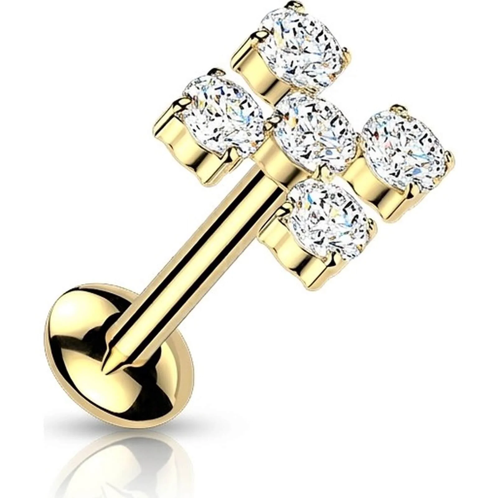 Titan Labret Quadrate Zirkonia Innengewinde