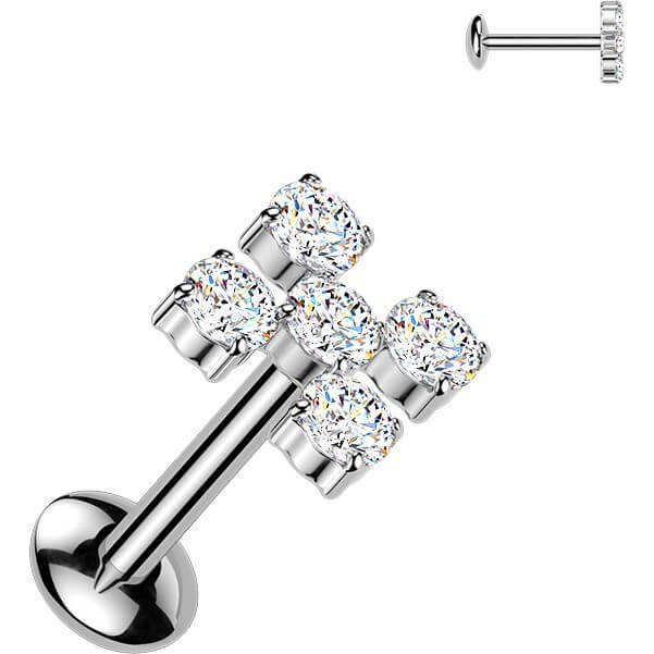 Titan Labret Quadrate Zirkonia Innengewinde - Image 3