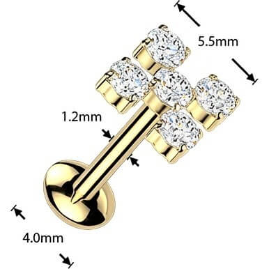 Titan Labret Quadrate Zirkonia Innengewinde - Image 4