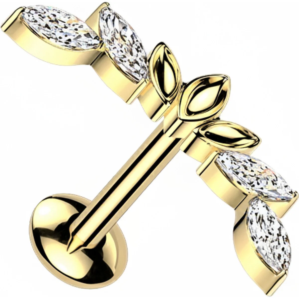 Titan Labret Zirkonia Marquise Schliff Innengewinde