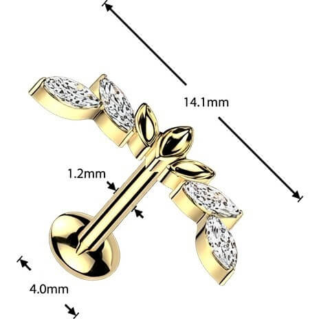 Titan Labret Zirkonia Marquise Schliff Innengewinde - Image 2