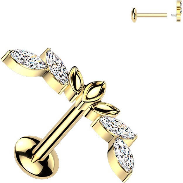 Titan Labret Zirkonia Marquise Schliff Innengewinde - Image 3