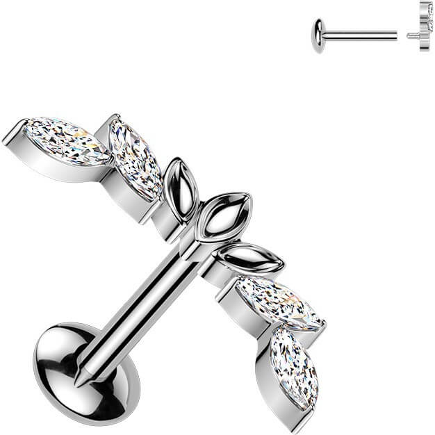 Titan Labret Zirkonia Marquise Schliff Innengewinde - Image 4