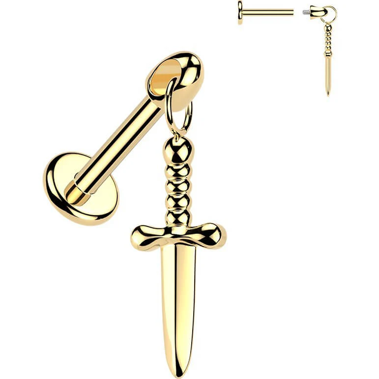Titan Labret Dolch Anhänger Innengewinde - Image 3