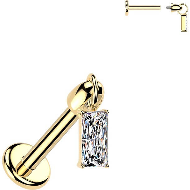Titan Labret Baguette Zirkonia Anhänger Innengewinde - Image 2