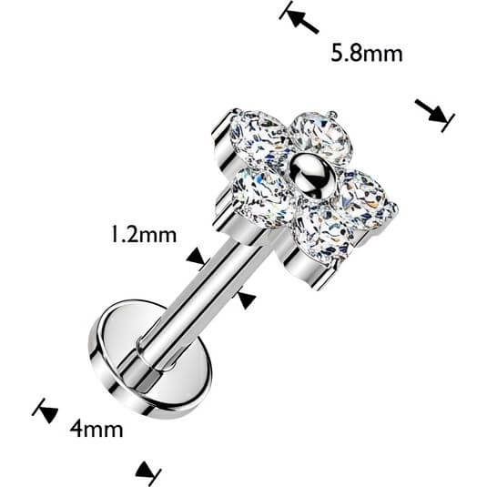 Titan Labret 5 Zirkonia Blume Innengewinde - Image 4