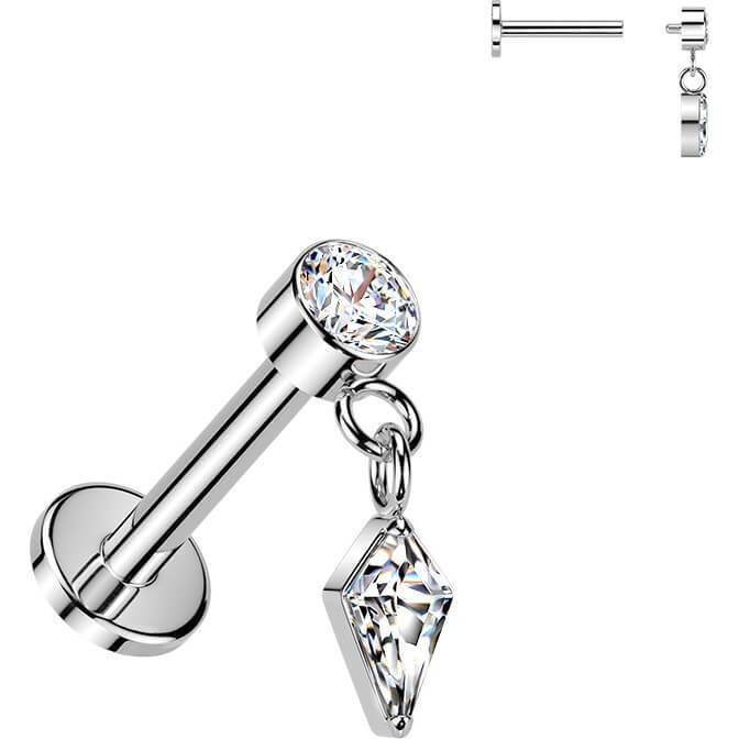 Titan Labret Lünettenfassung Zirkonia Drachen Anhänger Innengewinde - Image 4