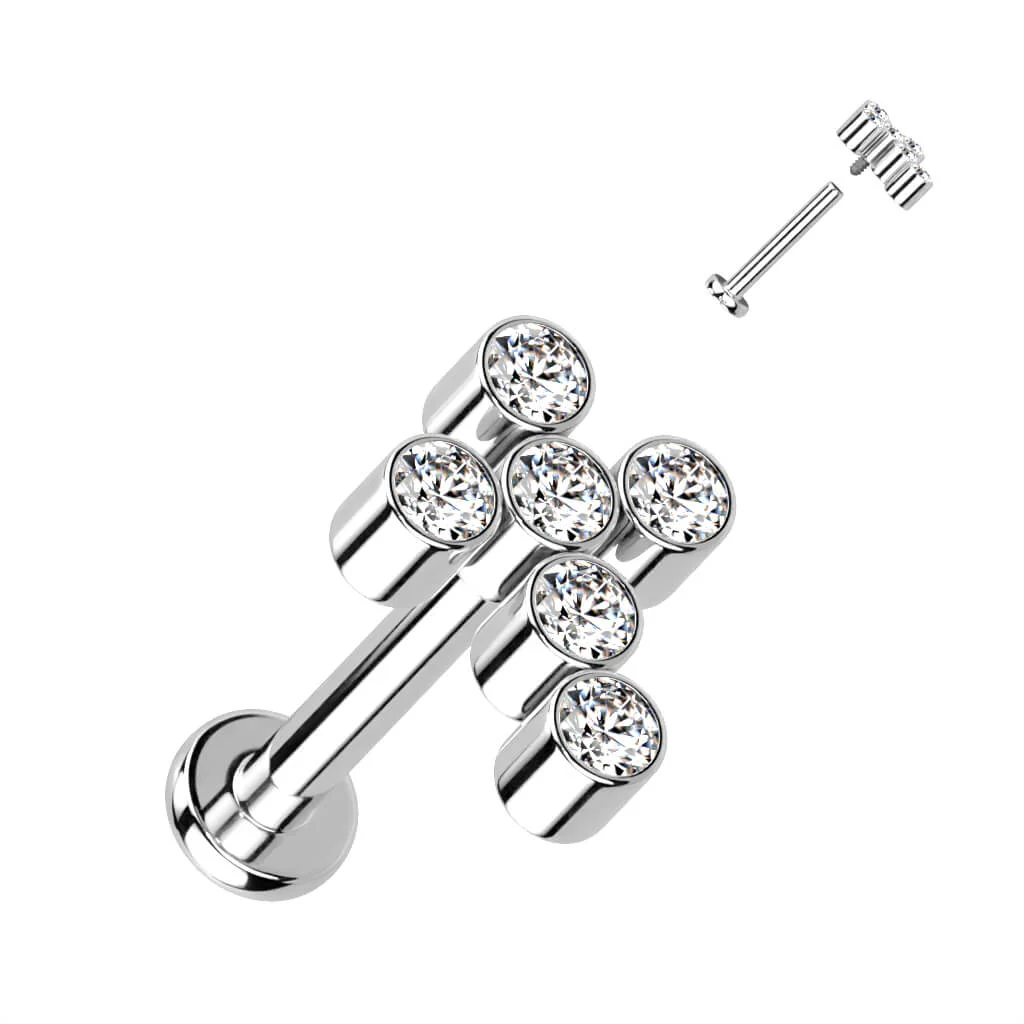 Titan Labret Kreuz Zirkonia Innengewinde - Image 2