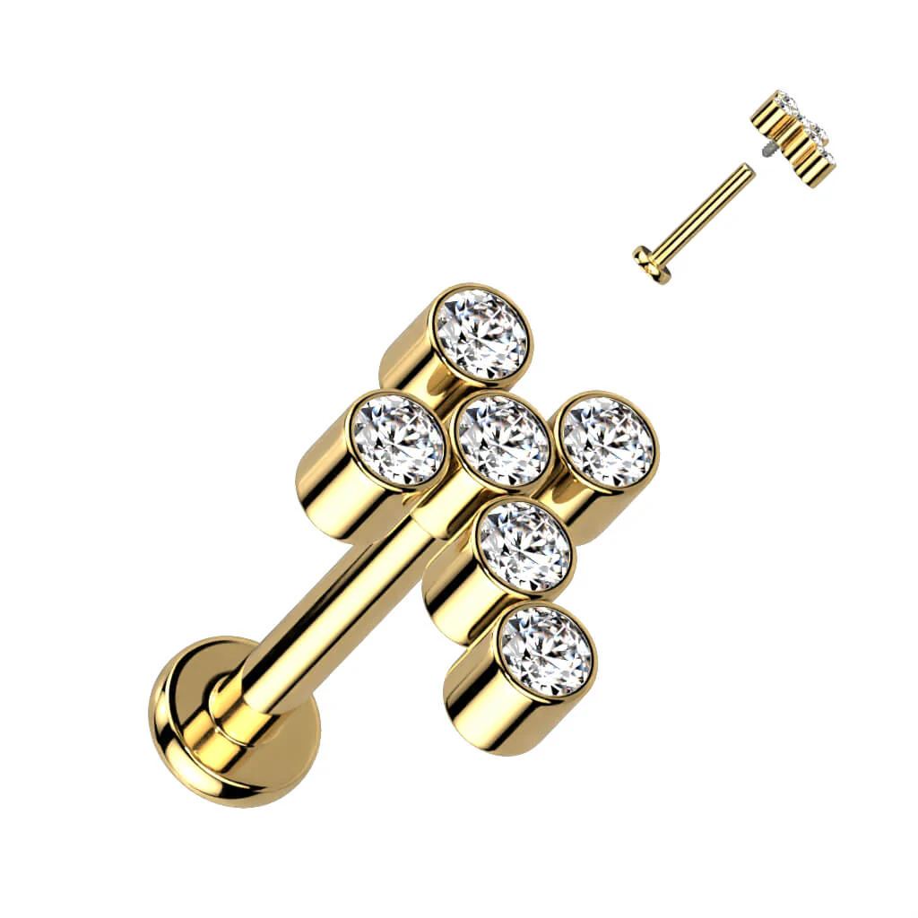 Titan Labret Kreuz Zirkonia Innengewinde - Image 3