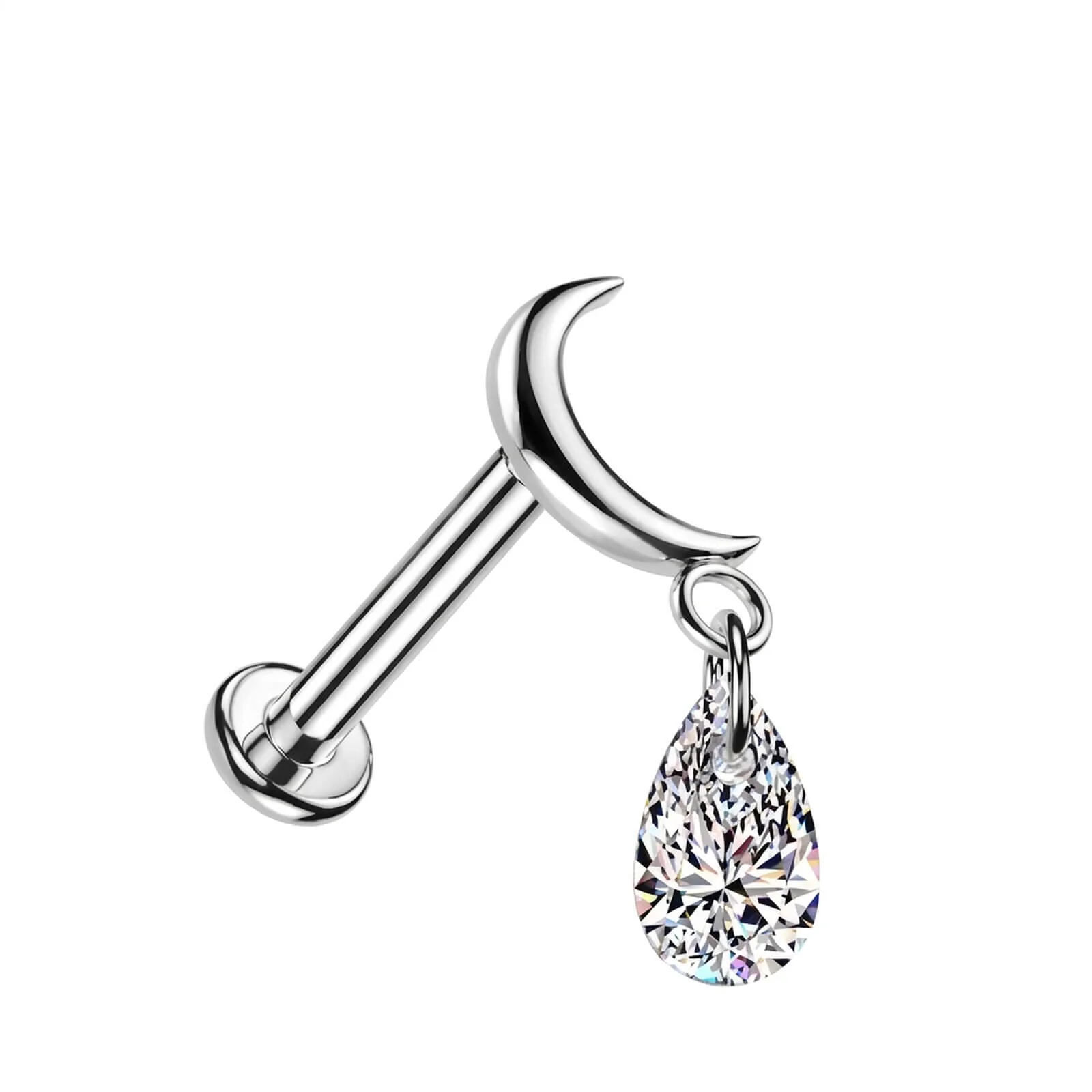 Titan Labret Mond Tropfen Zirkonia Anhänger Innengewinde - Image 3