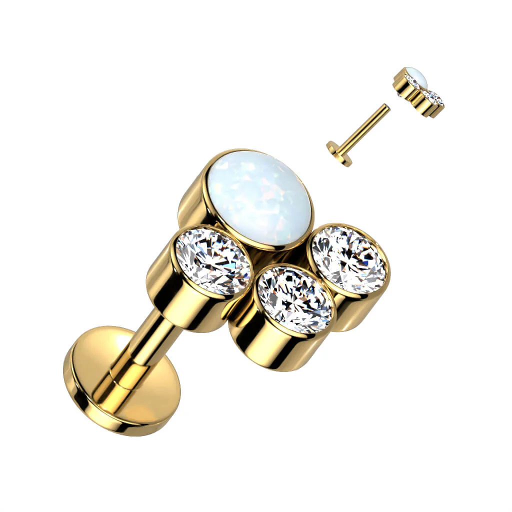 Titan Labret Zirkonia Opal Innengewinde - Image 2
