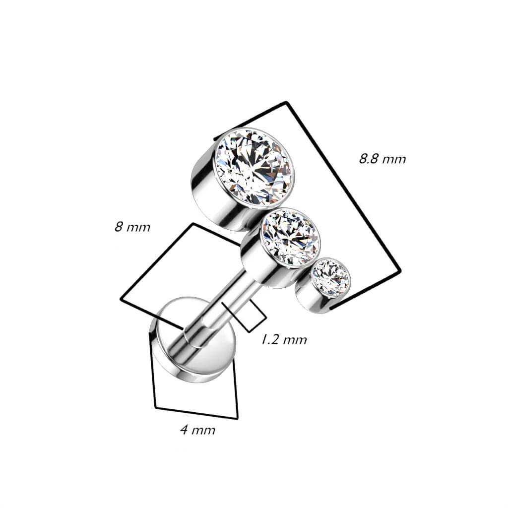 Titan Labret 3 Zirkonia Innengewinde - Image 3