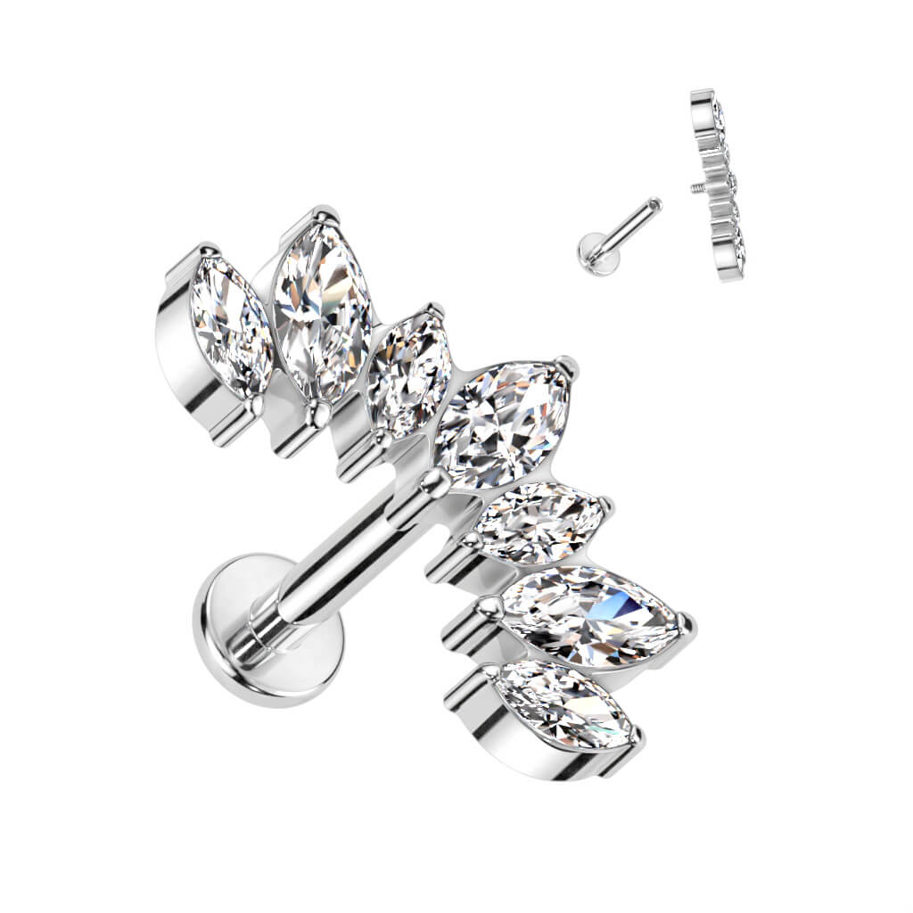 Titan Labret Marquise Schliff 7 Zirkonia Innengewinde - Image 2