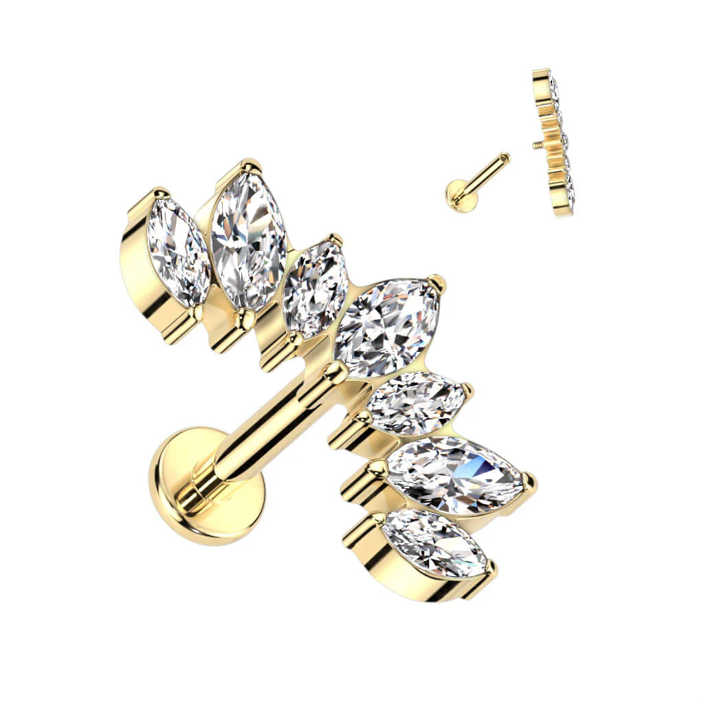 Titan Labret Marquise Schliff 7 Zirkonia Innengewinde - Image 3