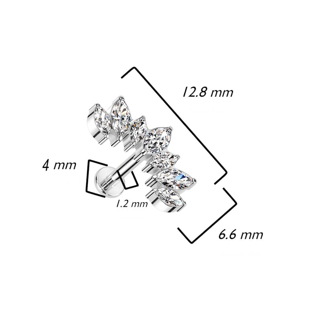 Titan Labret Marquise Schliff 7 Zirkonia Innengewinde - Image 4