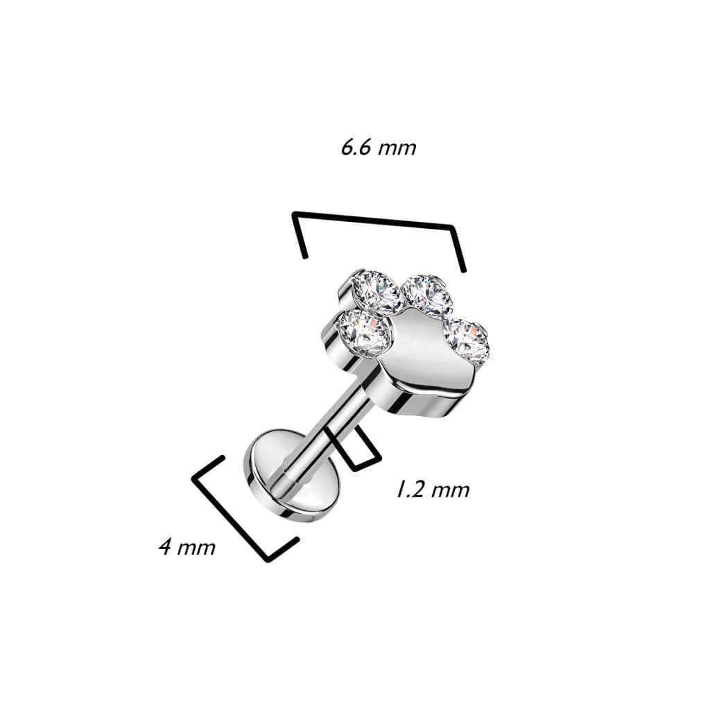 Titan Labret Pfote Zirkonia Innengewinde - Image 4