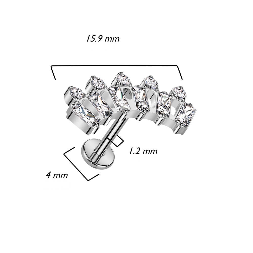 Titan Labret Baguette Zirkonia Innengewinde - Image 3