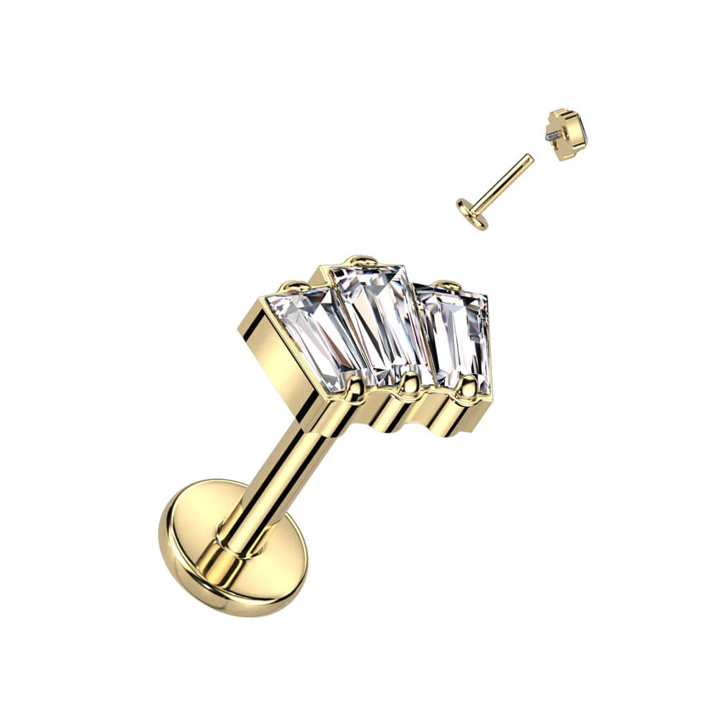 Titan Labret Baguette Zirkonia Opal Innengewinde - Image 3