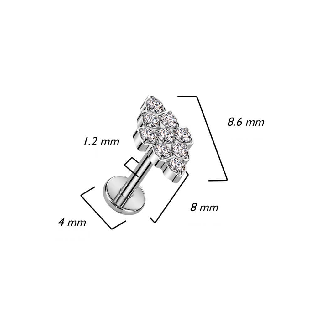 Titan Labret Diamantform Zirkonia Innengewinde - Image 5