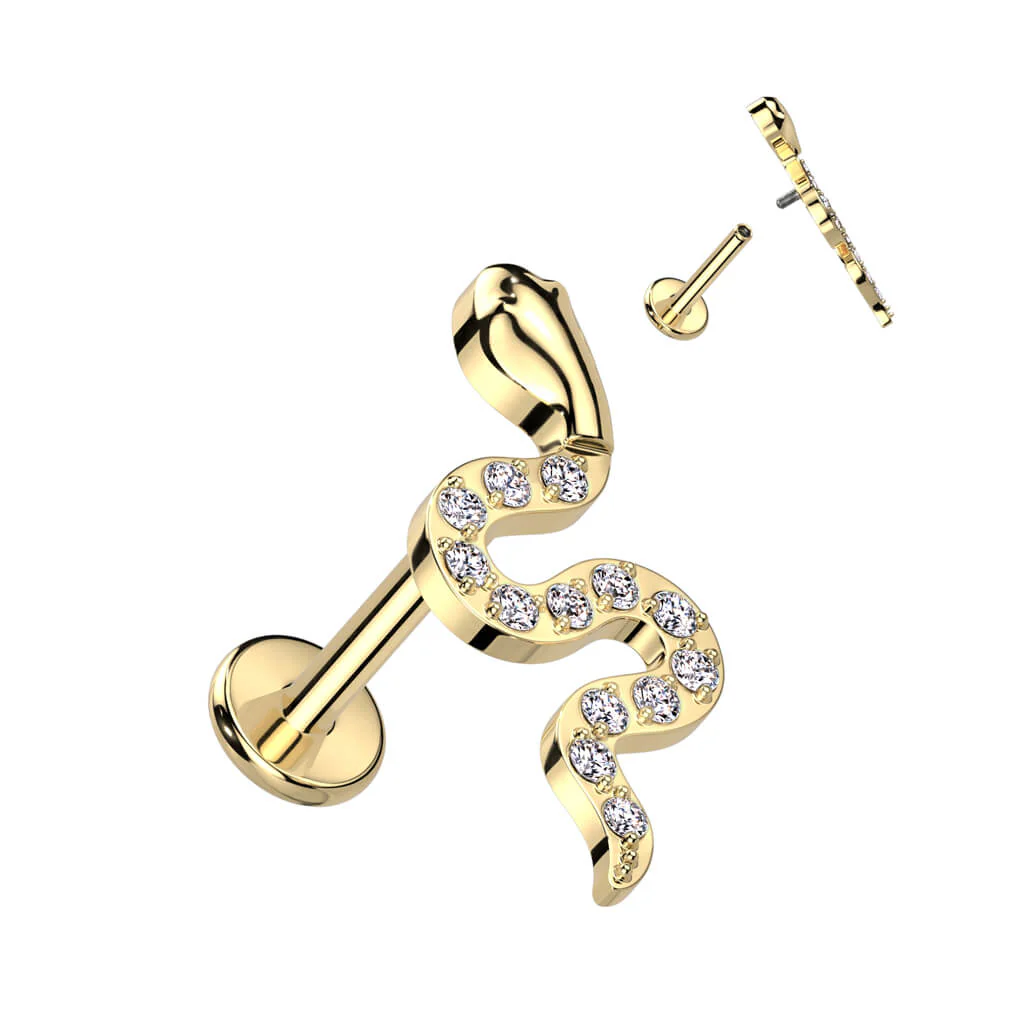 Titan Labret Schlange Zirkonia Innengewinde - Image 3
