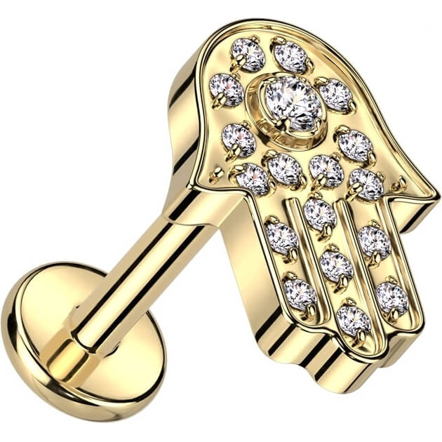 Titan Labret Hamsa Zirkonia Innengewinde - Image 2