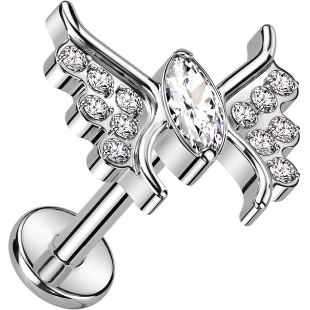Titan Labret Schmetterling Zirkonia Innengewinde - Image 3