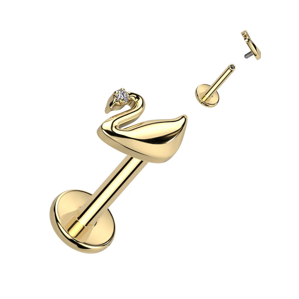 Titan Labret Schwan Zirkonia Innengewinde - Image 2