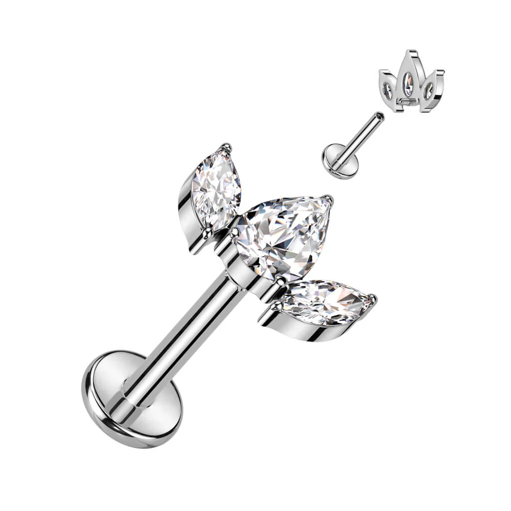 Titan Labret Tropfen Zirkonia Innengewinde - Image 3