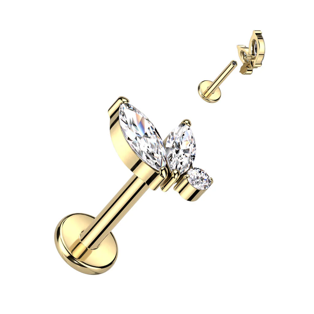Titan Labret Marquise schliff Zirkonia Innengewinde - Image 4