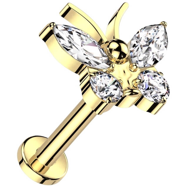 Titan Labret Schmetterling Zirkonia Innengewinde - Image 3