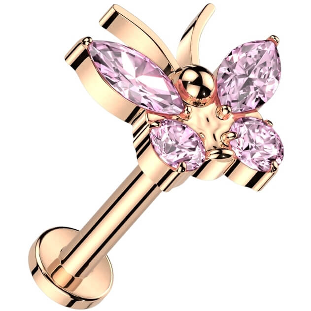Titan Labret Schmetterling Zirkonia Innengewinde - Image 5