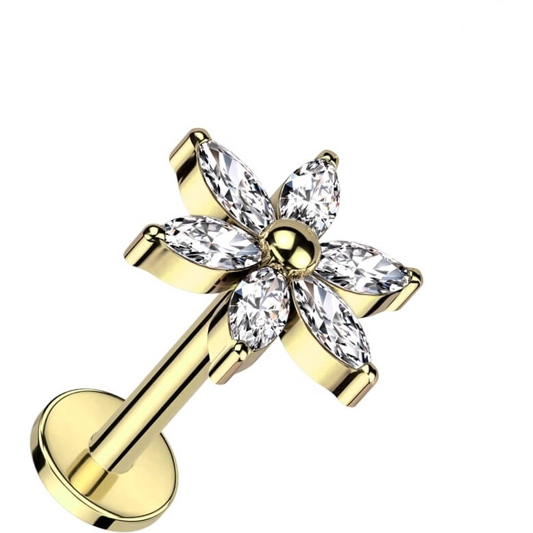 Titan Labret Blume Zirkonia Innengewinde - Image 3