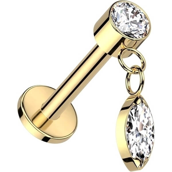 Titan Labret Marquise Schliff beweglich Zirkonia Innengewinde - Image 3