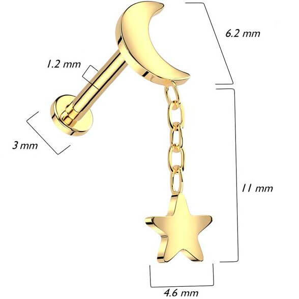 Titan Labret Mond Anhänger Innengewinde - Image 2