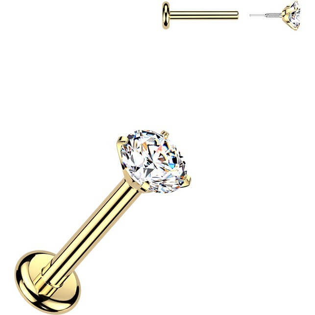 Titan Labret Krappenfassung Zirkonia Innengewinde - Image 3