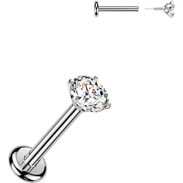 Titan Labret Krappenfassung Zirkonia Innengewinde - Image 4