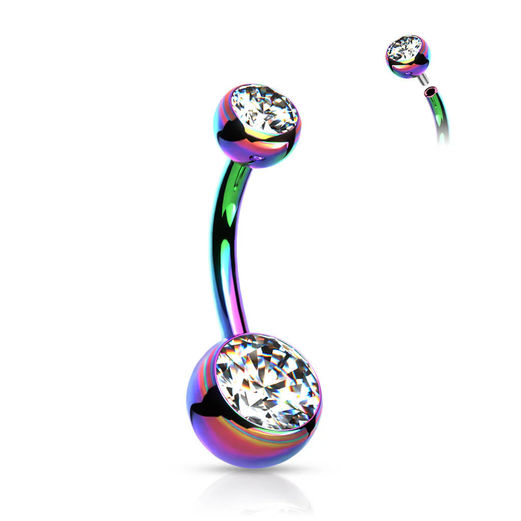 Titan Bauchnabelpiercing Kugel Zirkonia Innengewinde - Image 9