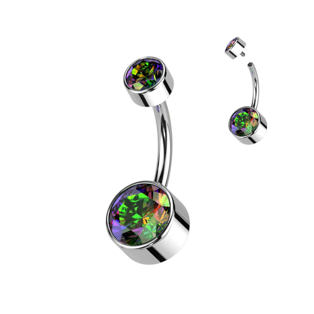 Titan Bauchnabelpiercing Zirkonia Rund Innengewinde - Image 12