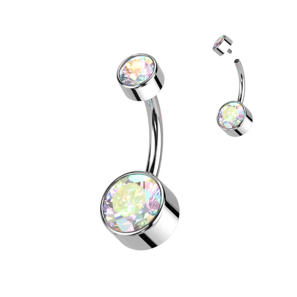 Titan Bauchnabelpiercing Zirkonia Rund Innengewinde - Image 3