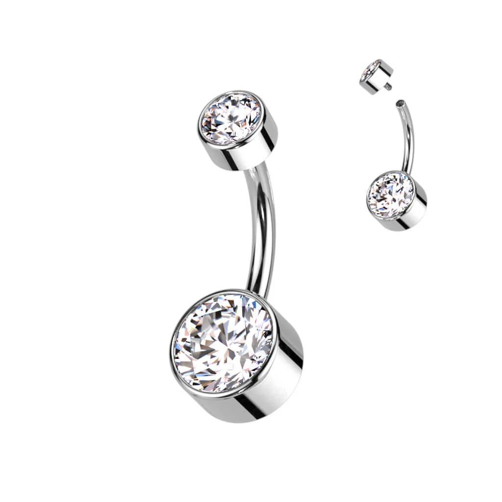 Titan Bauchnabelpiercing Zirkonia Rund Innengewinde - Image 4
