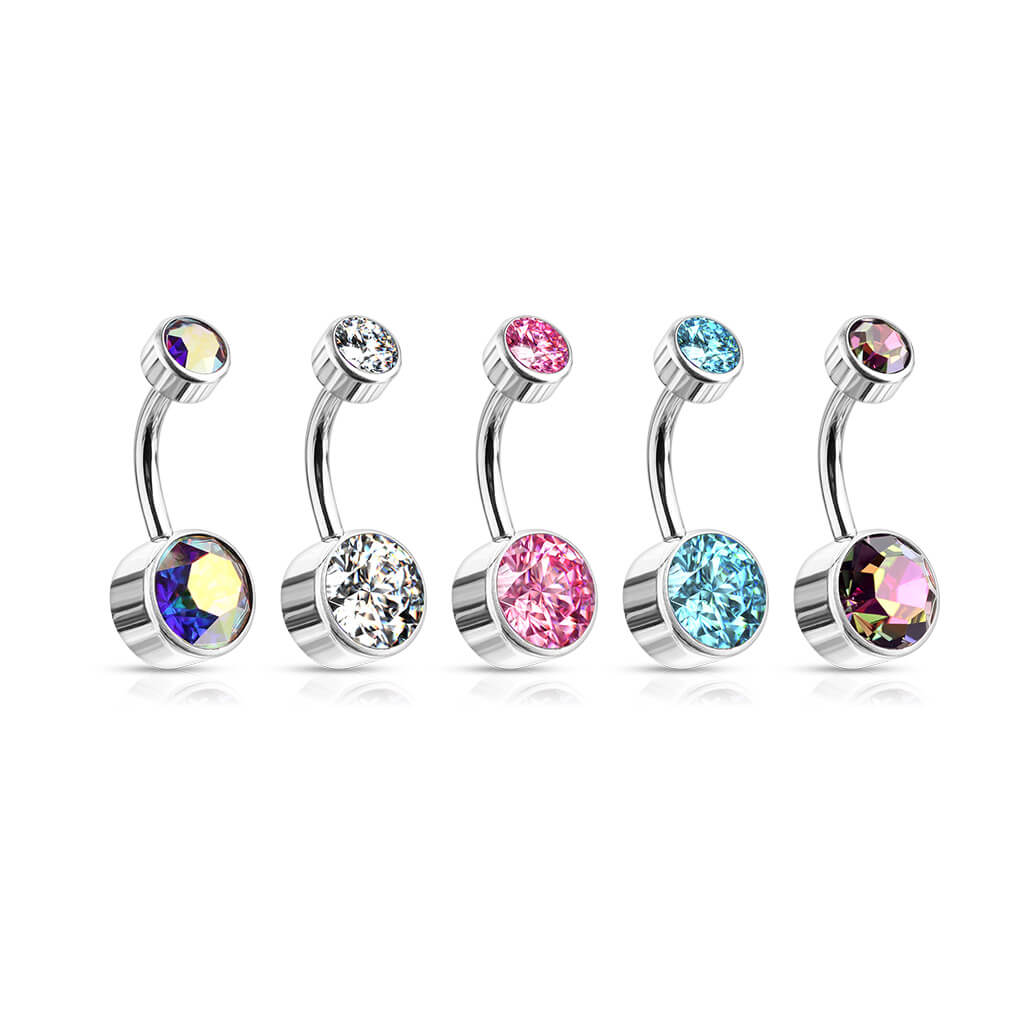 Titan Bauchnabelpiercing Zirkonia Rund Innengewinde - Image 5
