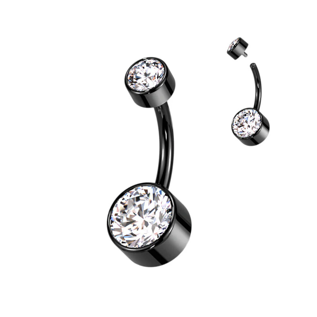 Titan Bauchnabelpiercing Zirkonia Rund Innengewinde - Image 7