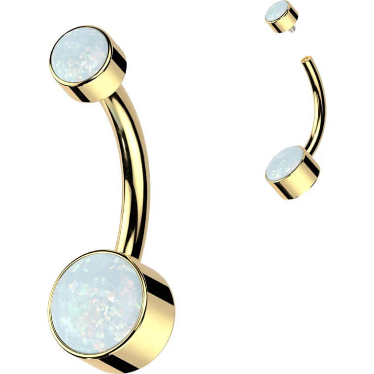 Titan Bauchnabelpiercing Opal Rund Silber Innengewinde - Image 10