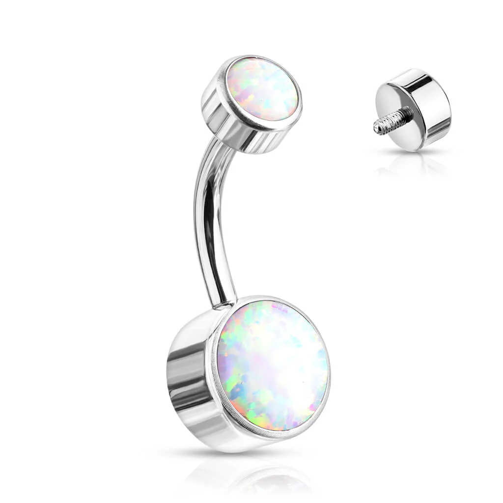 Titan Bauchnabelpiercing Opal Rund Silber Innengewinde - Image 4